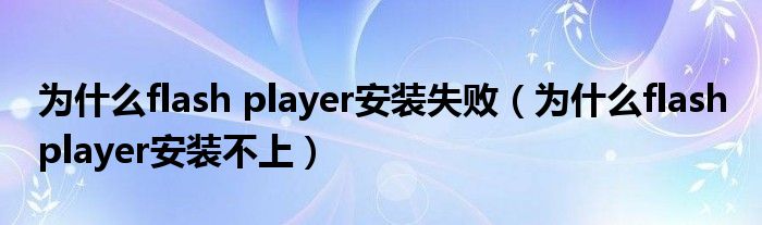 為什么flash安裝不上