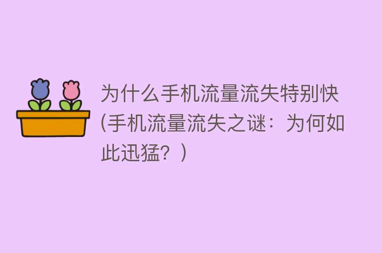 為什么手機流量流失特別快