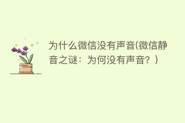 為什么微信沒有聲音