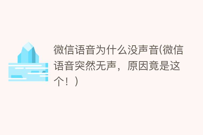 為什么語音沒有聲音