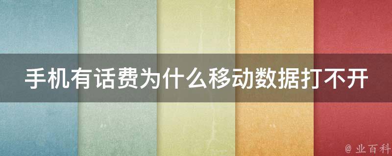 為什么移動數據打不開
