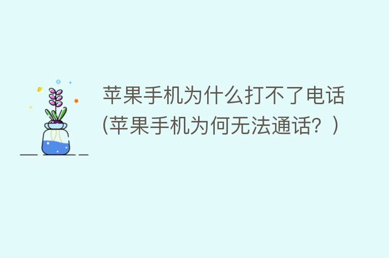 蘋果手機為什么打不了電話