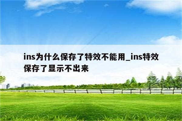 ins為什么不能用